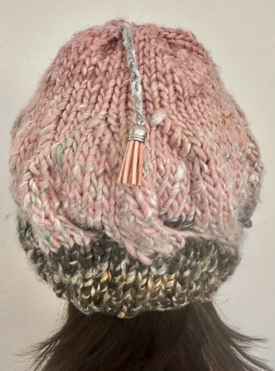 Hand Knits 2 Love Beanie Hat Cap Braids Cables Buttons  display picture 2