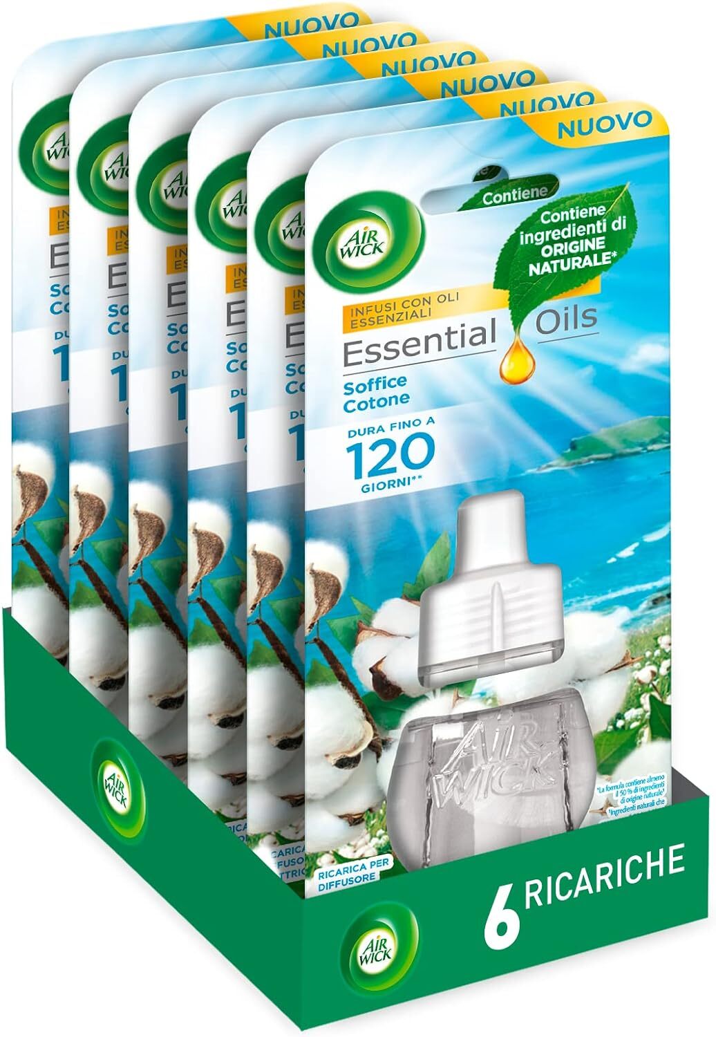 Airwick Ricariche per Diffusore Elettrico di Oli Essenziali, Confezione da 6 ric