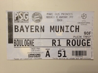 Programme + Ticket PSG Vs Bayern Munich 1997/98 - Coupe D'Europe C1, Collector Football Vintage
