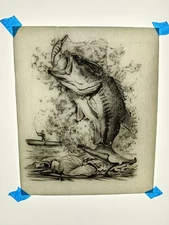 Authentic Vintage 90's Huge Bass Fishing Heat Transfer Iron On NOS