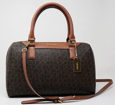 NEW Calvin Klein Women's Brown Signature Logo Handbag Purse