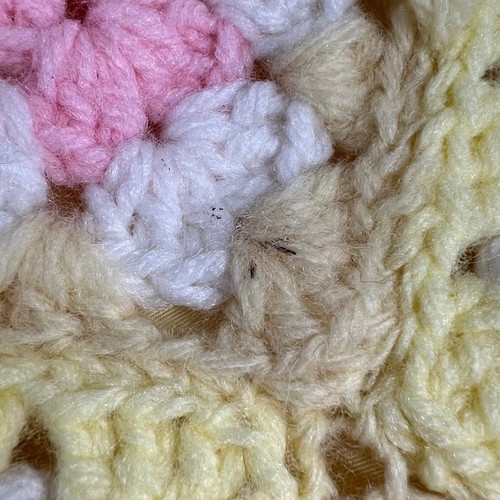 Handmade Crochet Granny Baby Blanket LINED Afghan Pink Yellow Blue Green 30x47 - Picture 8 of 8