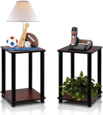 Side Table for Small Spaces Coffee Tray Sofa End Table Bedside Night Stand 2 Pcs