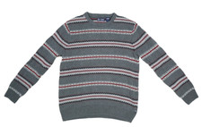 Chaps Mens Gray Crew Neck Long Sleeve Fair Isle Print Cotton Casual Sweater M