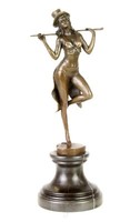 Bronze Bronzeskulptur Frau Erotik Varieté Bronzefigur Statue Akt Nude Deko Figur