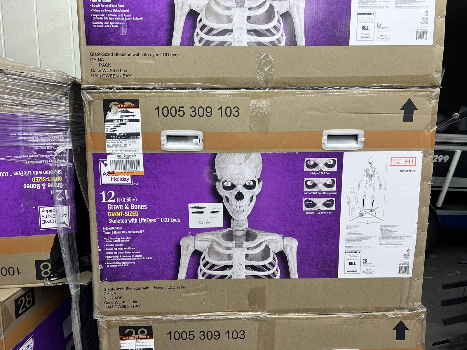 12 FT Foot Giant Skeleton W/ Animated LCD Eyes NEW IN BOX! IN HAND | eBay