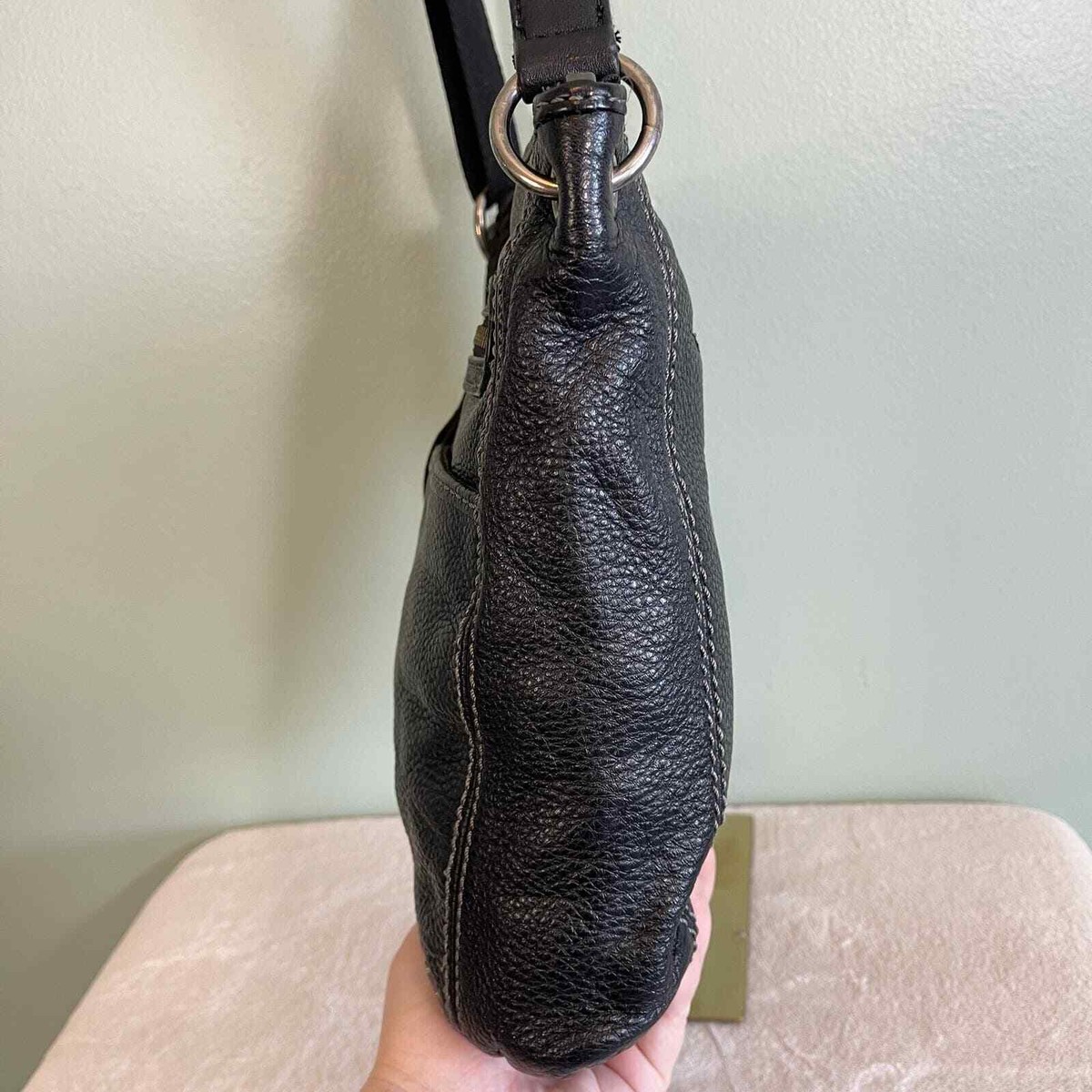The Sak Women's Black Vertical Zip Leather Adjustable Sling