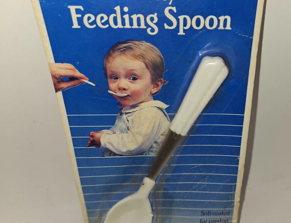 Cuchara de alimentación punta de seguridad Baby King 1991 nueva sellada stock antiguo tirador de estante Foto 4 de 4