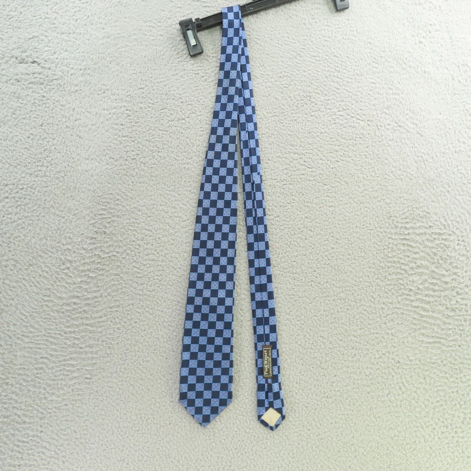 Corbata Paul Stuart Cuello Azul Seda Cuadros Guinga 3.5" 57" Inglaterra Foto 3 de 4