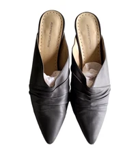 Women's Shoes Mules 11M Gray 3" Heel Pointed Toe Pleated Adrienne Vittadini