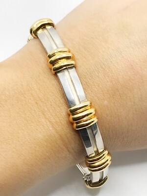 アクセサリー 1995 Tiffany & Co. combination bracelet Tiffany & Co. 18K & SS Two-Tone Atlas Bar Link 1995 Bracelet