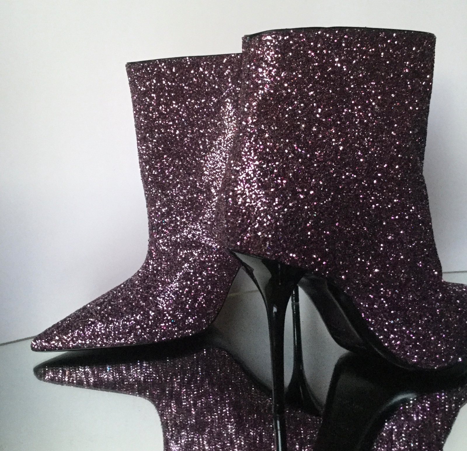 Stivaletti Saint Laurent Viola Pierre 95 Glitter NUOVI (taglia 40) $1.095