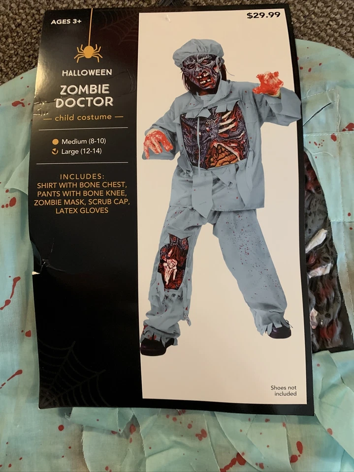 Fantasia de médico zumbi criança grande-NOVO EM FOLHA-ENVIO NO MESMO DIA ÚTIL  - Imagem 2 de 4