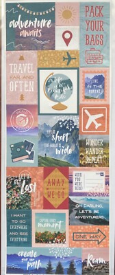 Travel Wander Roam Scrapbook Phrase Cardstock Stickers 5x12 