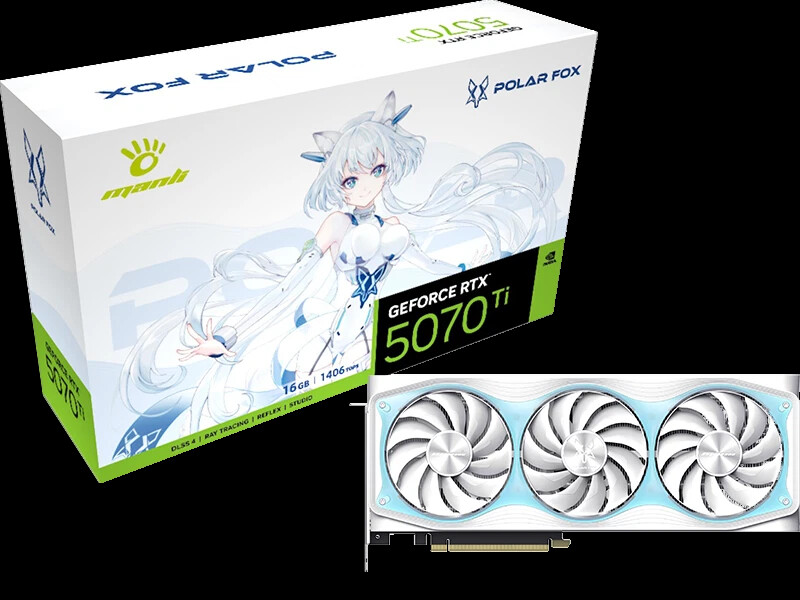 【希少新品】POLAR FOX GeForce RTX 5070 Ti Manli Polar Fox GeForce RTX 5070 Ti OC 16GB GDDR7 High-Performance