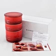 Le Creuset Heat Resistant Container Stacking Ramekin Set Cherry Red Japan New