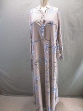 Wasil Trading Size L Womens Floral 1/2 Button Long Sleeve Flowy Maxi Dress 640