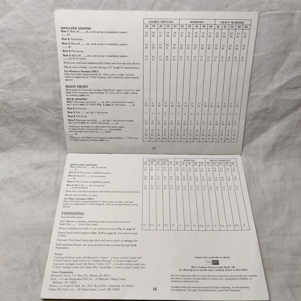 1992 BASIC PULLOVERS & CARDIGANS Leisure Arts Leaflet 2289 KNITTING & CROCHET - Image 4 of 4