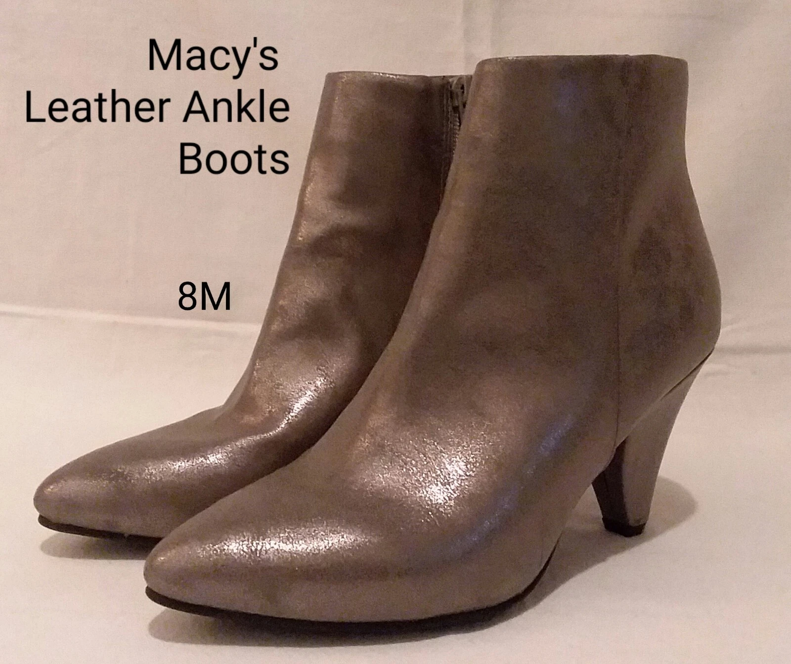 Macy's Leather Bootie Ankle Boots Metallic Women's 8M