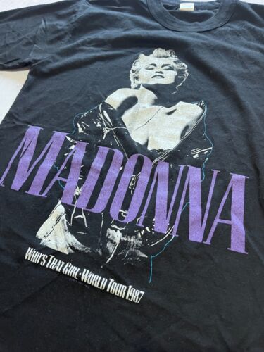 MADONNA WHO'S THAT GIRL WORLD TOUR 1987 VINTAGE SINGLE STITCH BLACK TEE SIZE M - Bild 2 von 6