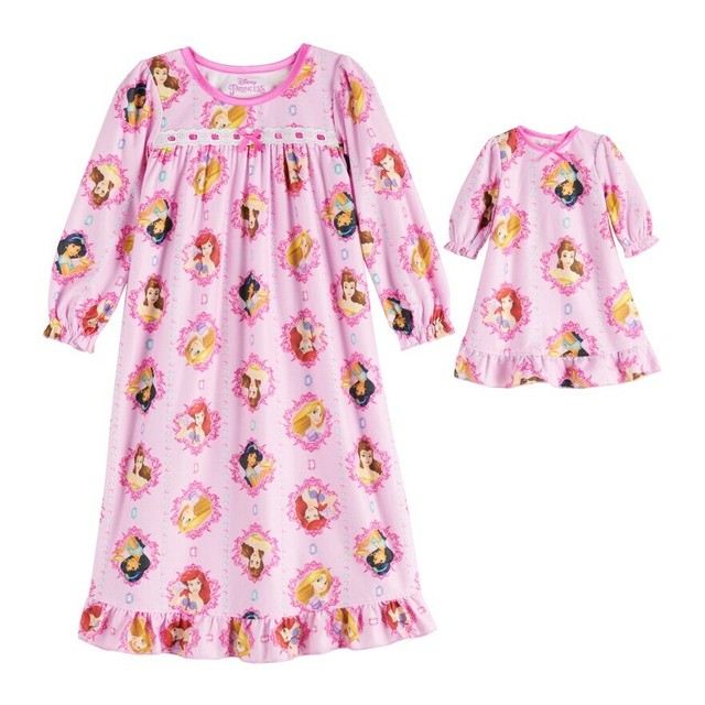 New Toddler Disney's Princess Nightgown with Matching Doll Gown Set 3T