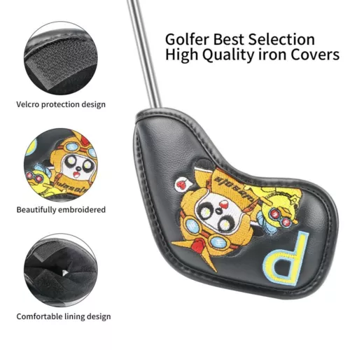 9pcs Cartoon Animal Design One Sided Number Golf Iron Covers Iron Club Headcover - Picture 7 of 8