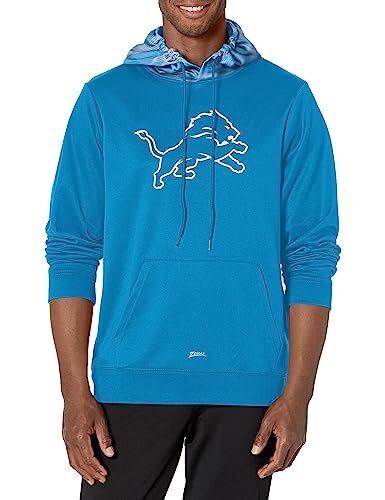 Толстовка с капюшоном Zubaz NFL Mens Detroit Lions командного цвета с камуфляжной задней панелью