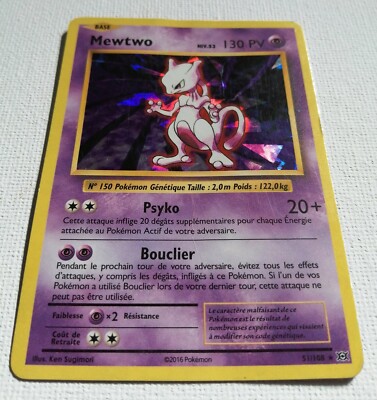 Pokemon Karte RAR Mewtwo 51/108 Holo 130 pv XY12 XY Evolution Französisch