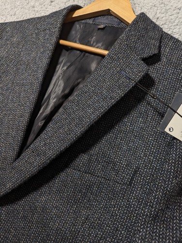 Marks and Spencer Moon Wool Tweed Suit Jacket Mens 46R Grey Blazer Sartorial New - Picture 7 of 16