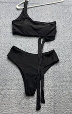 Women's Bikini One Shoulder High Waisted Tie Size Large