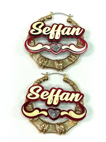 Pendientes de bambú placa de nombre personalizada 1.5 2.5 3.5" tamaño elección corte láser personalizado - Imagen 6 de 12