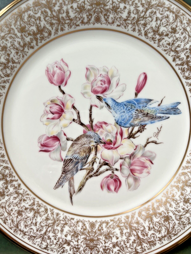 LOVELY SPRINGTIME Collectible Lenox 1972 MOUNTAIN BLUEBIRDS Bird Plate w/Box - Picture 2 of 4