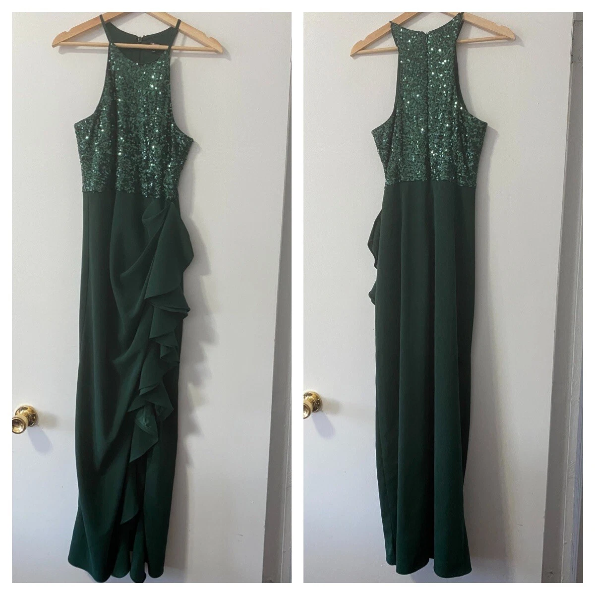 Badgley Mischka Sequin Ruffle Gown Dress Size 6 | eBay