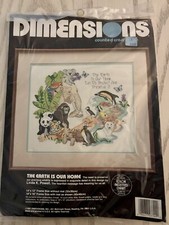 Dimensions 1991 Counted Cross Stitch Kit The Earth Is Our Home 3700 Animals New