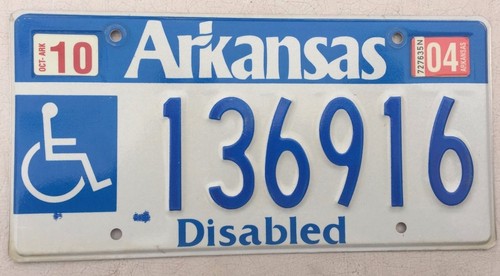 ARKANSAS HANDICAPPED DISABLED PERSON LICENSE PLATE " 136916 " AR WHEELCHAIR - 第 1/1 張圖片