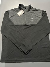NWT MEN'S CUTTER  BUCK 1/4 ZIP PULLOVER, SIZE: M, COLOR: BLACK/GRAY M12 