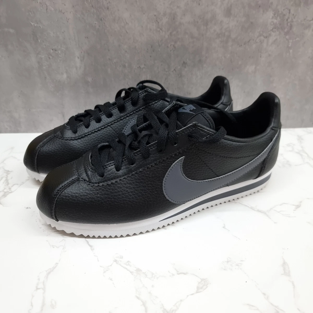 Nike cortez classic leather deals black