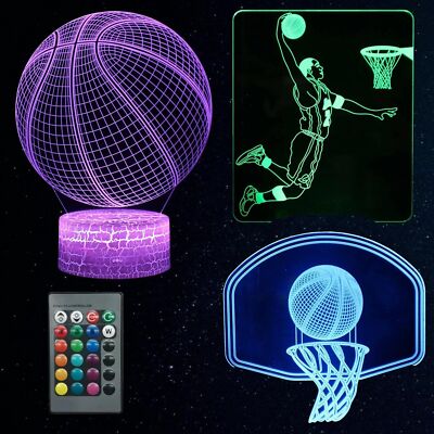 Kid's Desk Decor Basketball Lamp 3D Remote Control 16 Color Led Night Light