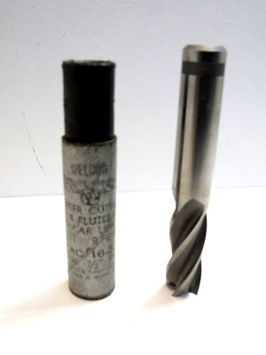 Vintage Weldon 4 Flute end mill 1/2  shank R.H. Cut Pac 16-3 HS #M47