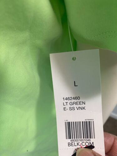 KIM ROGERS Light GREEN COTTON V-NECK SHORT SLEEVE relaxed fit easy wear TOP SZ L - Picture 3 of 4