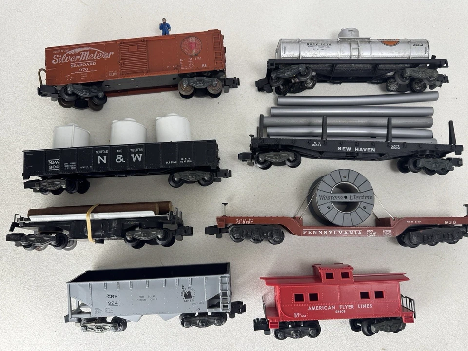 Lote (8) vagones de tren modelo coleccionables American Flyer calibre S vintage años 50/60 Foto 2 de 4