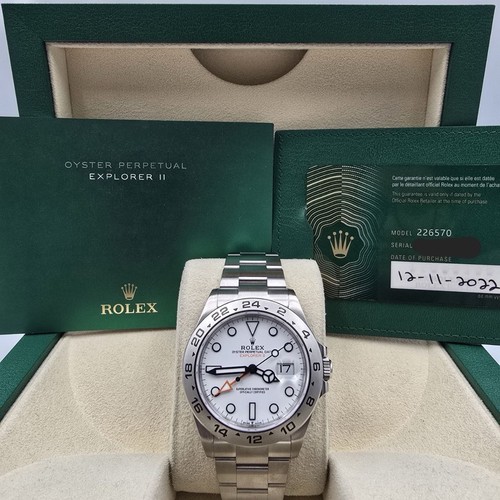 2022 PAPERS Rolex Explorer II 42mm 226570 Stainless Steel Polar White Dial BOX