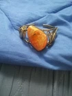 Vintage Native American Sterling Silver/Agate Bracelet 6 inch Adjusted (925)
