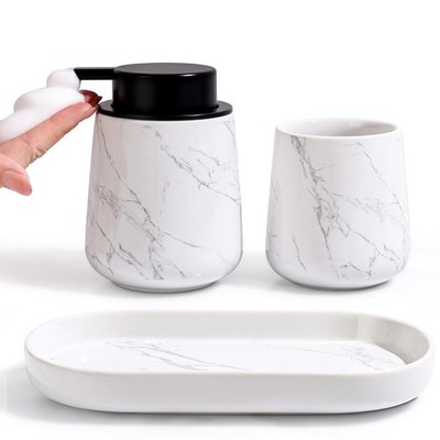Bathroom Accessories Set 3 pcs - Bathroom Ceramic Foaming Soap Dispenser Set ...