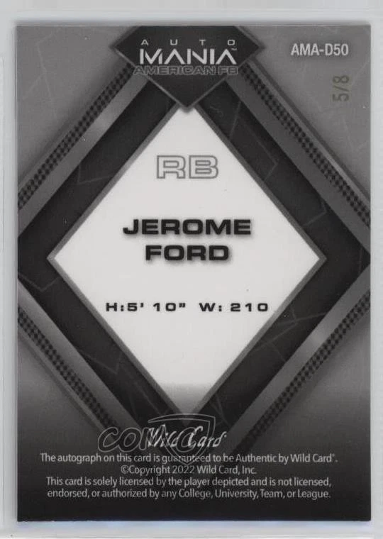 2022 Mania American Football Donut Circles Digital /8 Jerome Ford Rookie Auto RC - Image 2 of 2