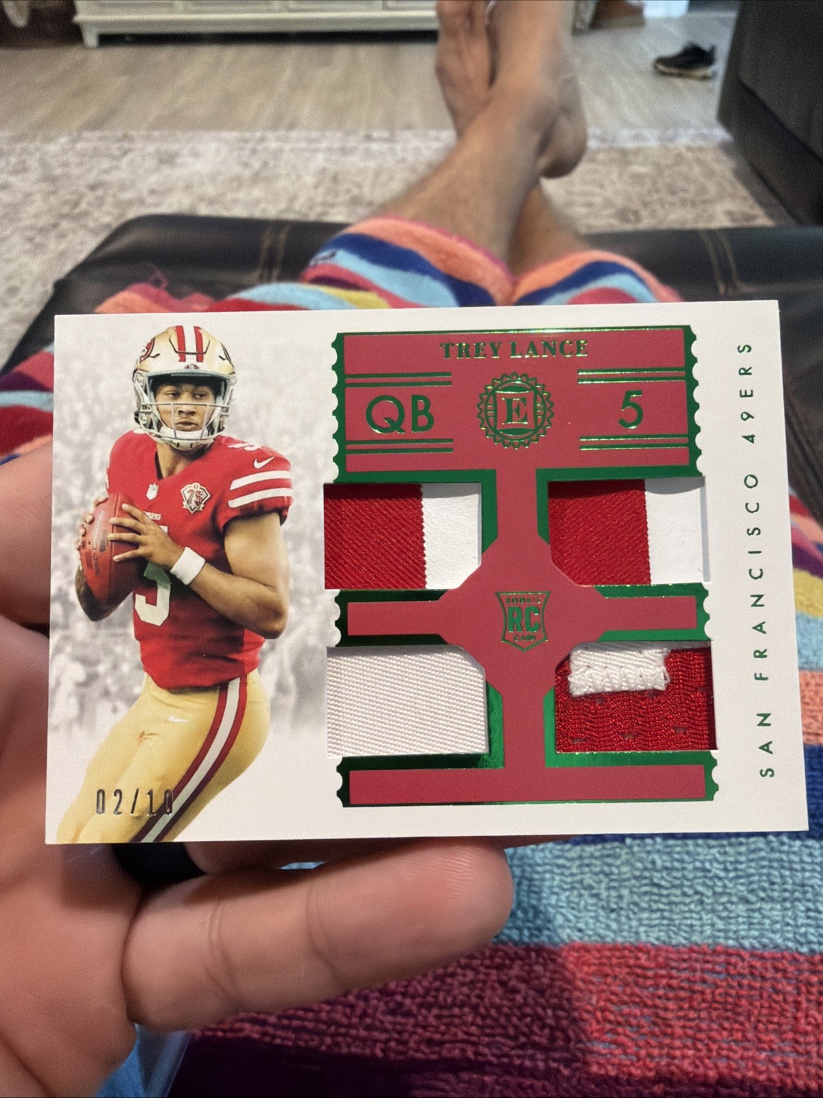 2021 Panini Encased #RTM-TRL Trey Lance Rookie Quad Patch #/10 49ERS