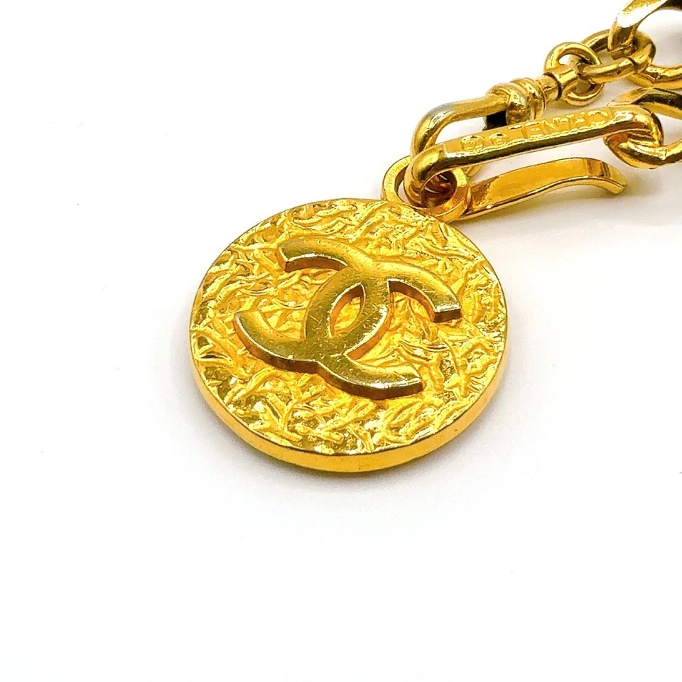 Collar Cinturón Cadena Cuero Dorado Chanel Vintage CC COCO 1982 Accesorio JAPÓN Foto 3 de 4