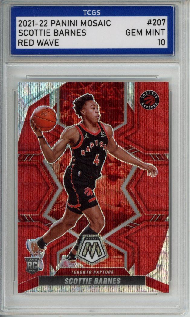 2021-22 PANINI MOSAIC RED WAVE #207 SCOTTIE BARNES ROOKIE RC TCGS GEM MINT 10