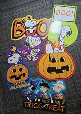 Snoopy Peanuts Lot Of 6 Halloween Cardboard Decorations Pumpkin Woodstock 2016