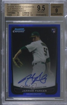 2012 Bowman Chrome Blue Refractor Rookie 81/250 Jarrod Parker #213 Auto RC 0b5